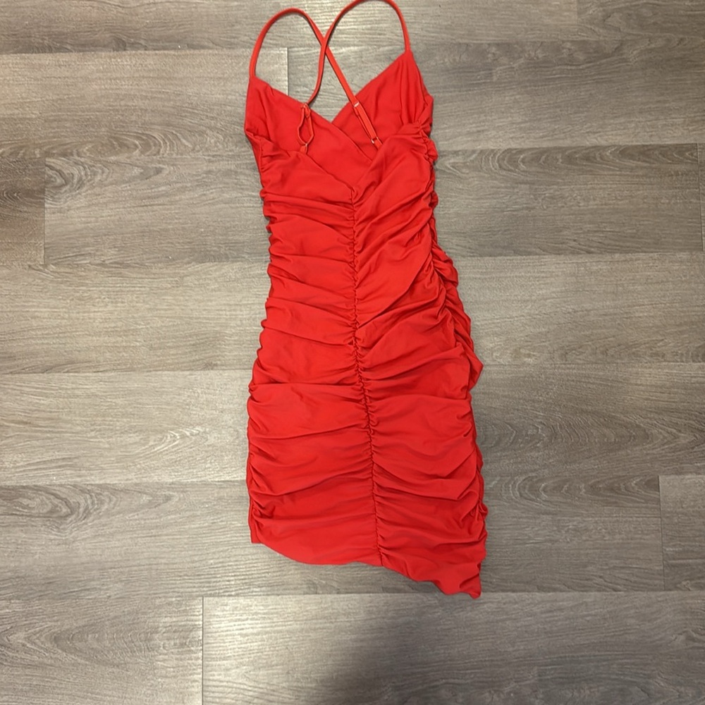 Tiger Mist Ruched Red Dress - Picture 3 of 6